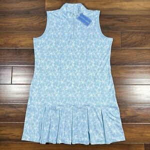 Sport Haley Women's Size XL Ocean Blue Pattern Quarter Zip Sleeveless Golf Dress